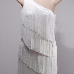 NWT Ogua  White Poly One Shoulder dress